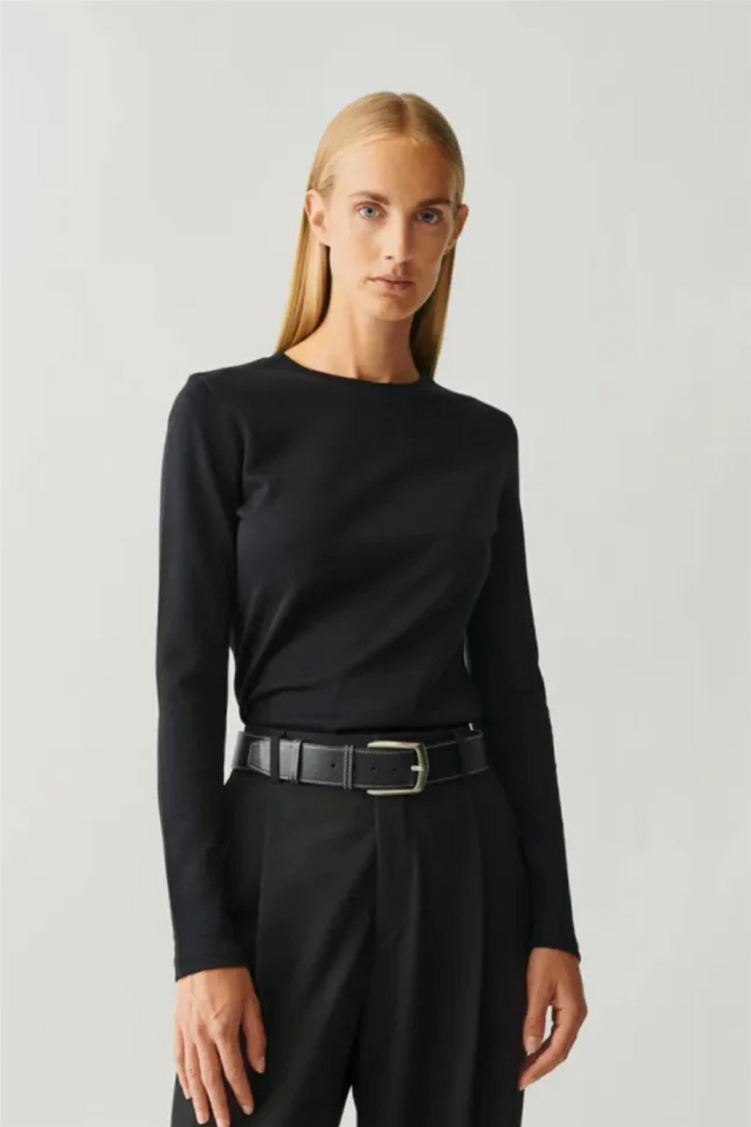 Julie Josephine Genser & Cardigan Roundneck Cotton Jersey Longsleeve Black