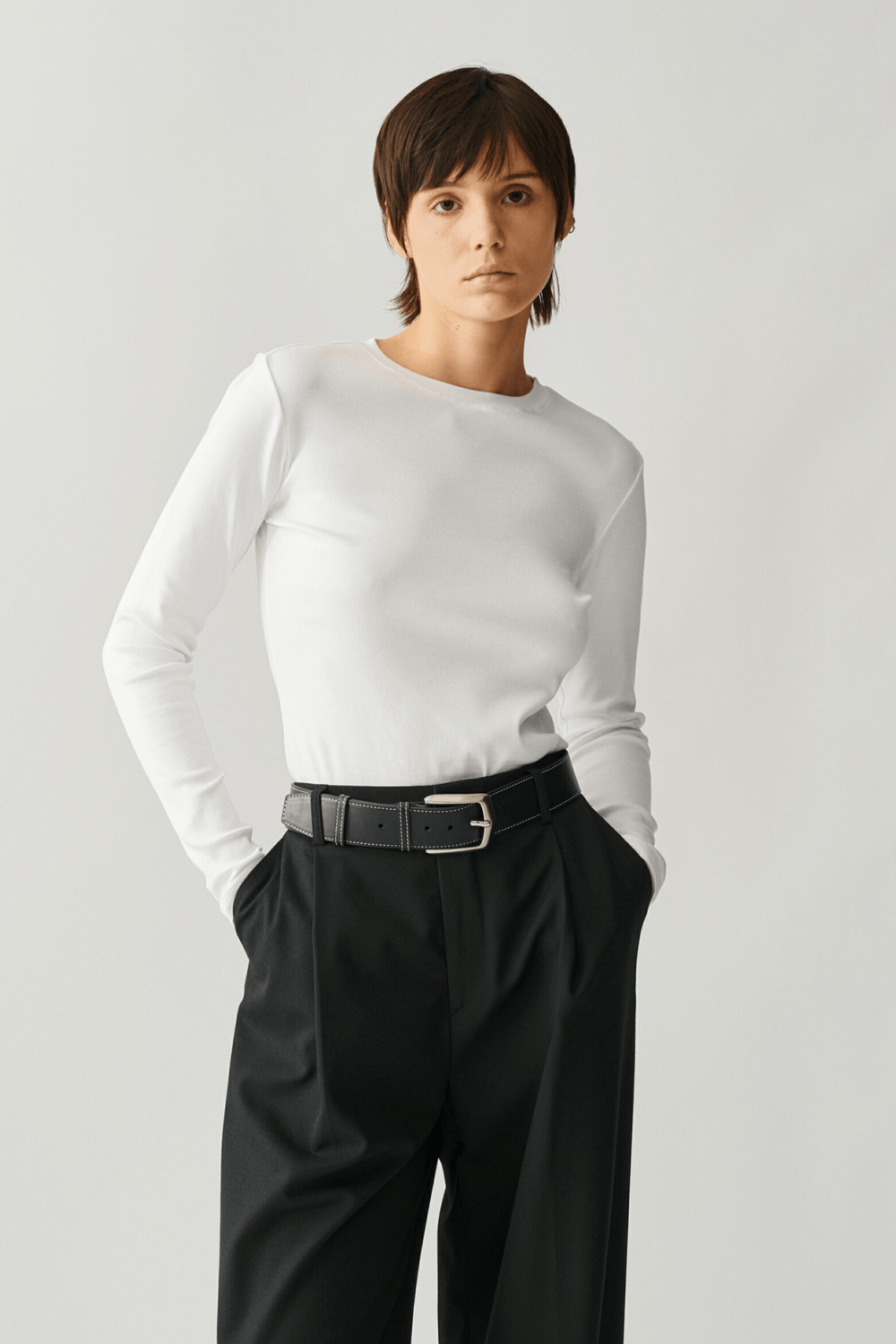 Julie Josephine Genser & Cardigan Roundneck Cotton Jersey Longsleeve White