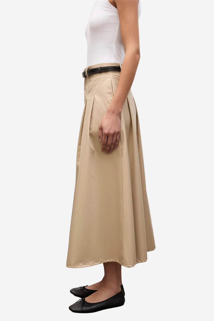 Julie Josephine Skjørt Pleated Midi Skirt Beige