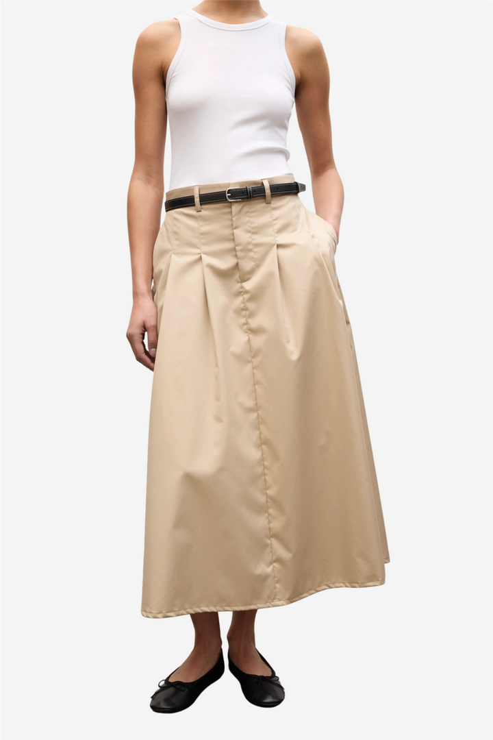 Julie Josephine Skjørt Pleated Midi Skirt Beige