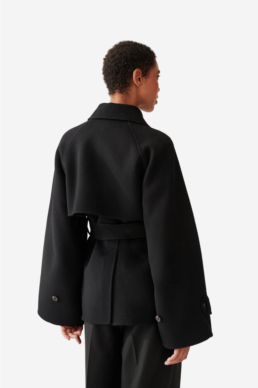 Julie Josephine Yttertøy Double Faced Wool Short Trench Black