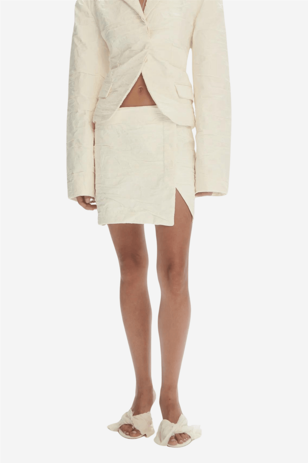 Les Coyotes De Paris Skjørt Overlap Mini Skirt Natural Flower Jacquard