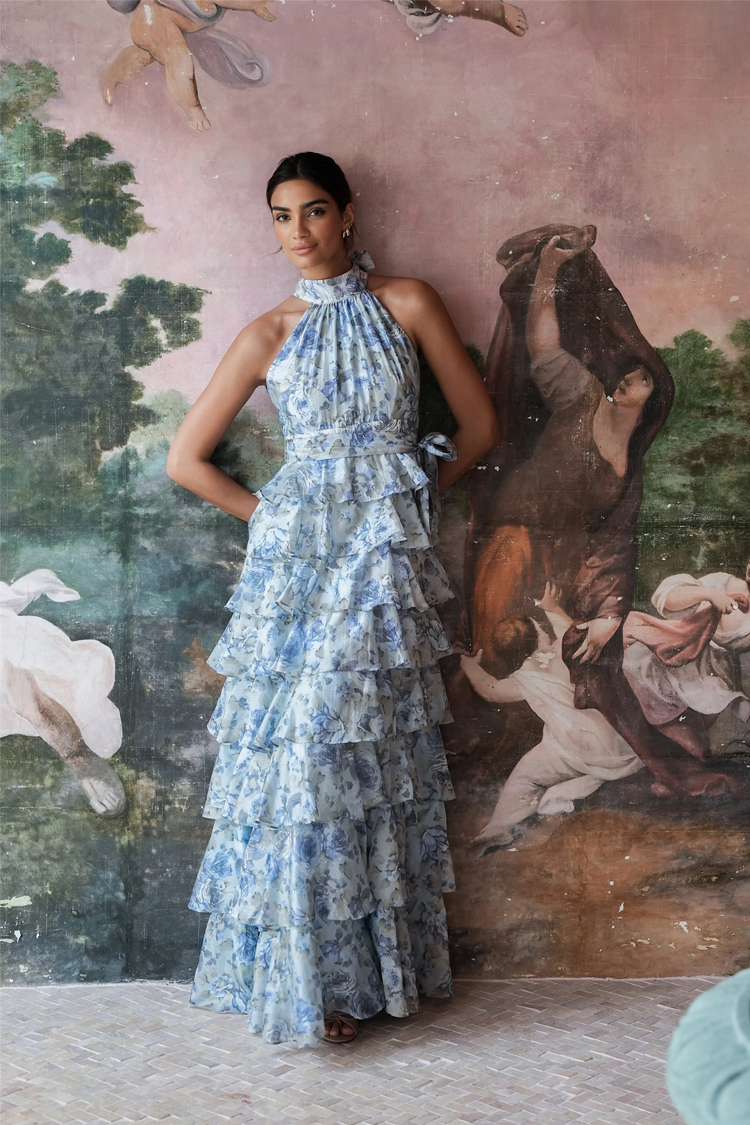 Love Lolina Kjoler & jumpsuits Angel Maxi Halterneck Midnight Bloom