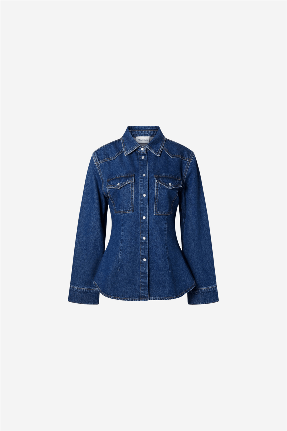 Malina Bluser & Skjorter Anthea Fitted Waist Denim Shirt Dark Blue