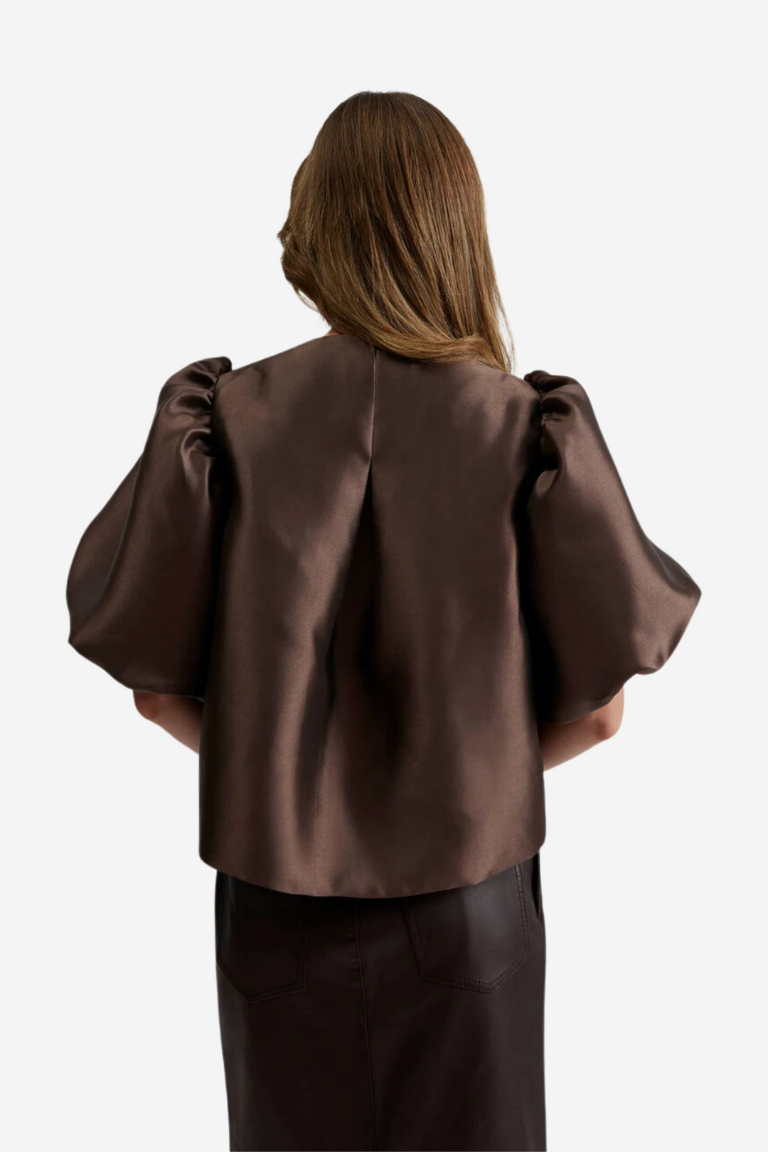 Malina Bluser & Skjorter Cleo pouf sleeve blouse Chocolate
