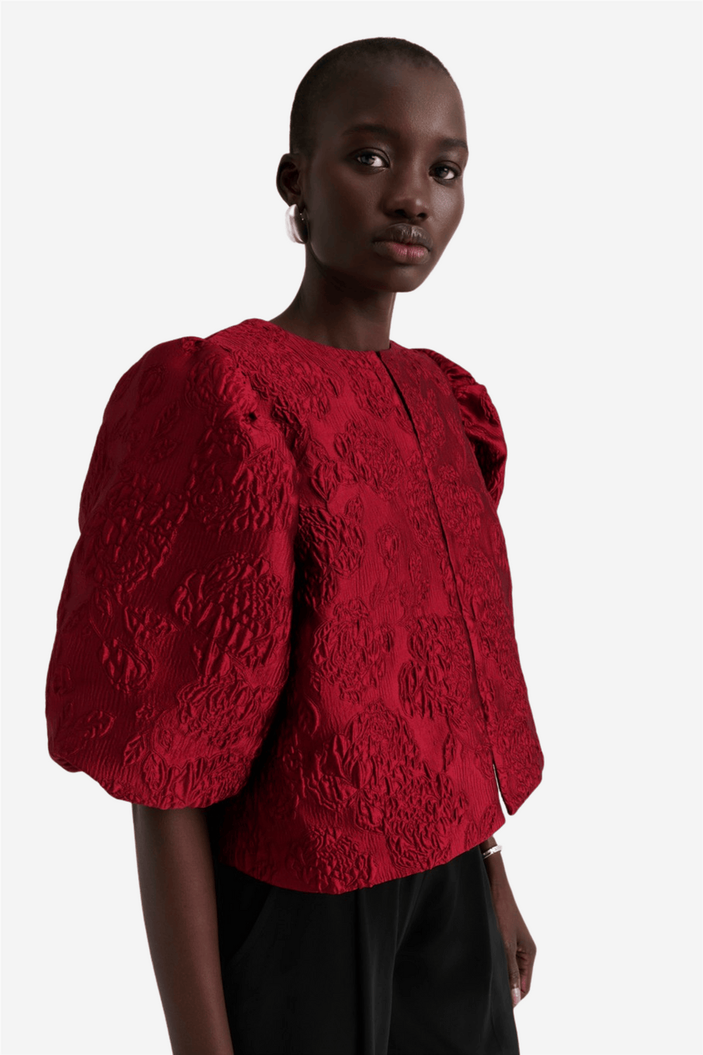 Malina Bluser & Skjorter Cleo Pouf Sleeve Blouse Deep Red