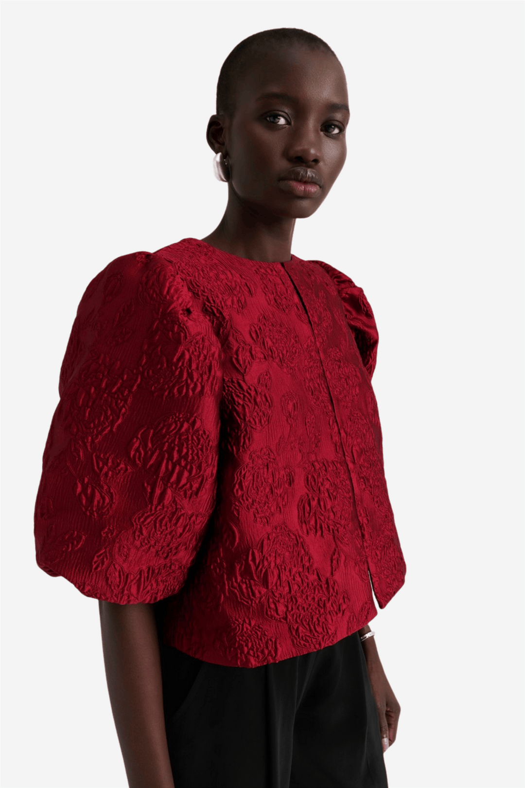 Malina Bluser & Skjorter Cleo Pouf Sleeve Blouse Deep Red