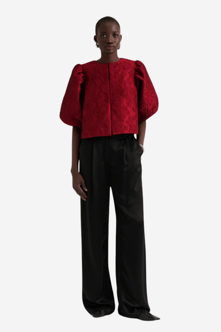 Malina Bluser & Skjorter Cleo Pouf Sleeve Blouse Deep Red