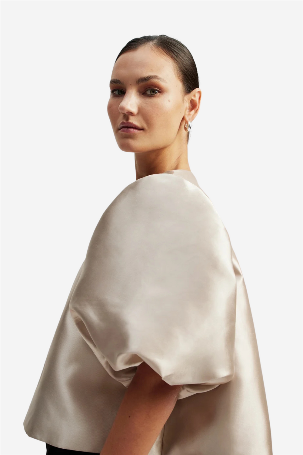 Malina Bluser & Skjorter Cleo Pouf Sleeve Blouse Soft Beige