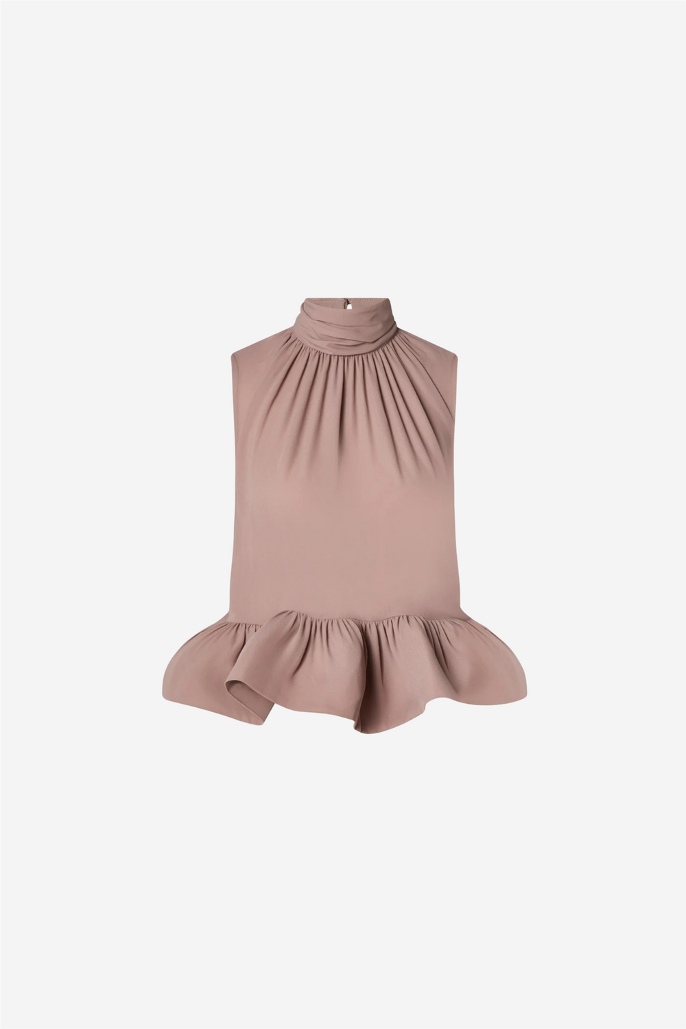 Malina Bluser & Skjorter Lune Halterneck Frilled Hem Blouse Taupe