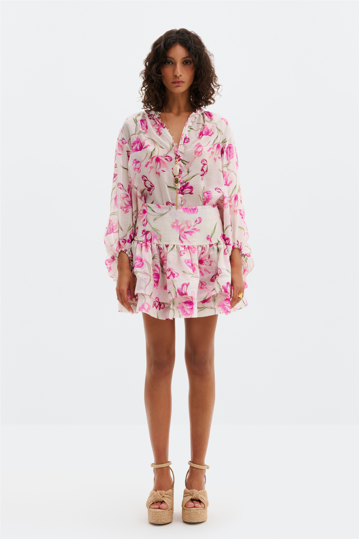 Malina Bluser & Skjorter Minoa Balloon Slevee Sheer Blouse Tulip Pink