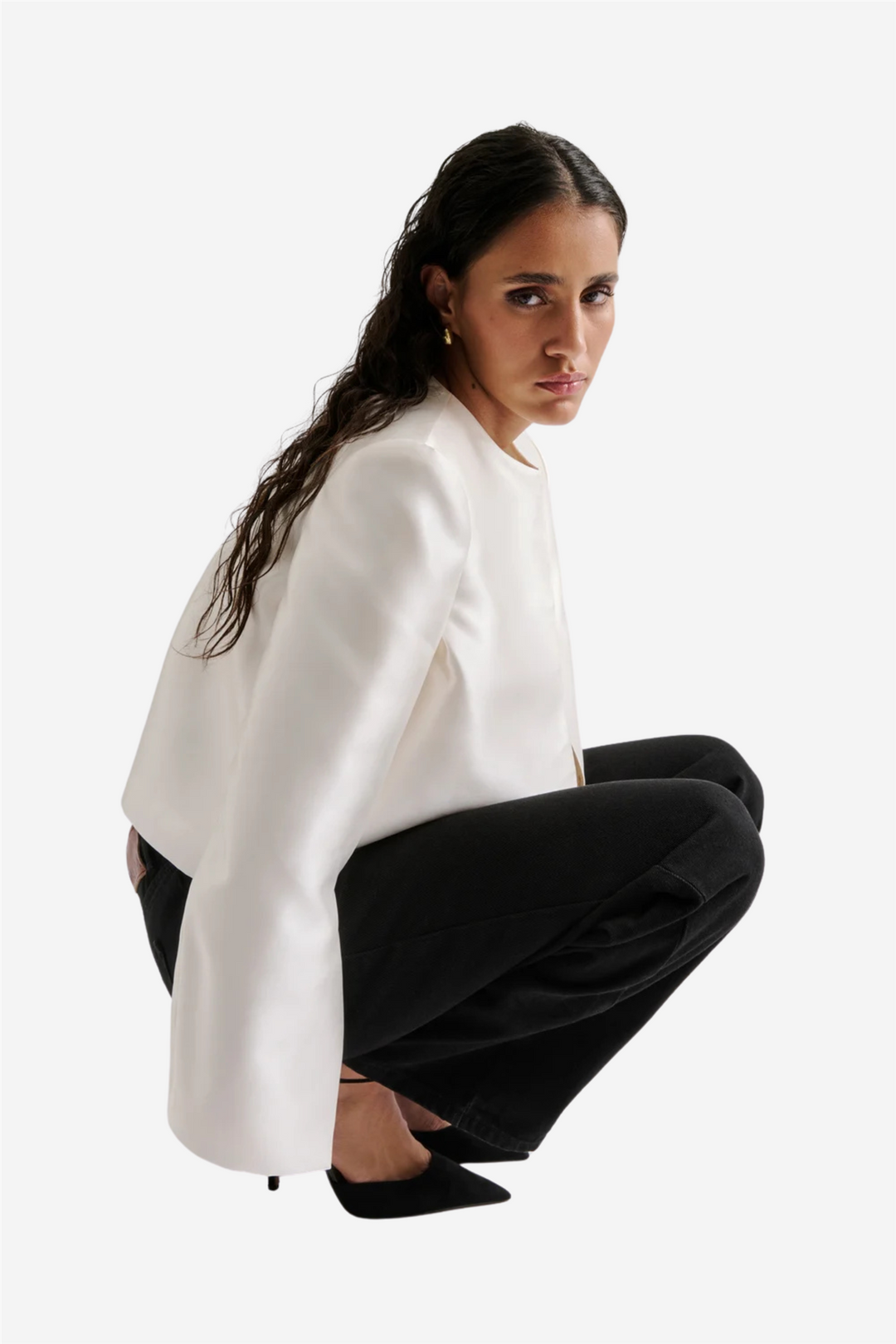 Malina Bluser & Skjorter Ruthie cropped long sleeve blouse Ivory