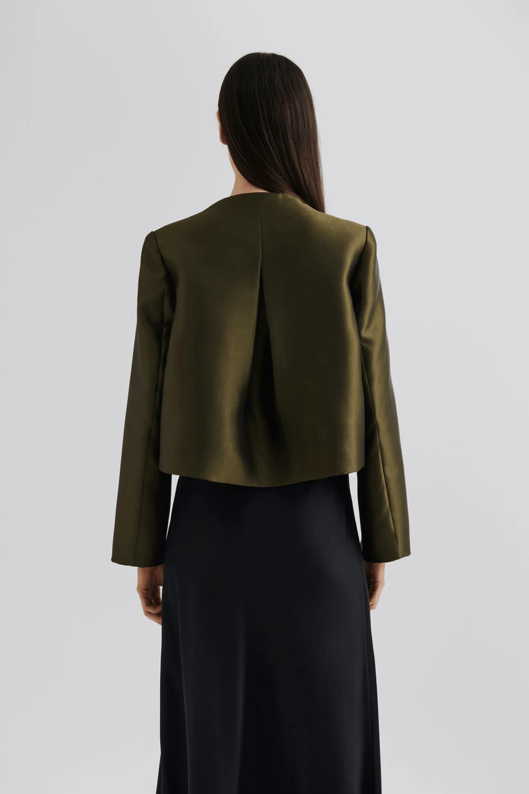 Malina Bluser & Skjorter Ruthie Cropped Long Sleeve Blouse Olive