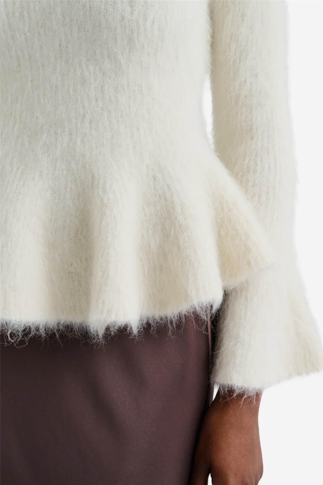 Malina Genser & Cardigan Leandra Alpaca Blend Peplum Top Vanilla