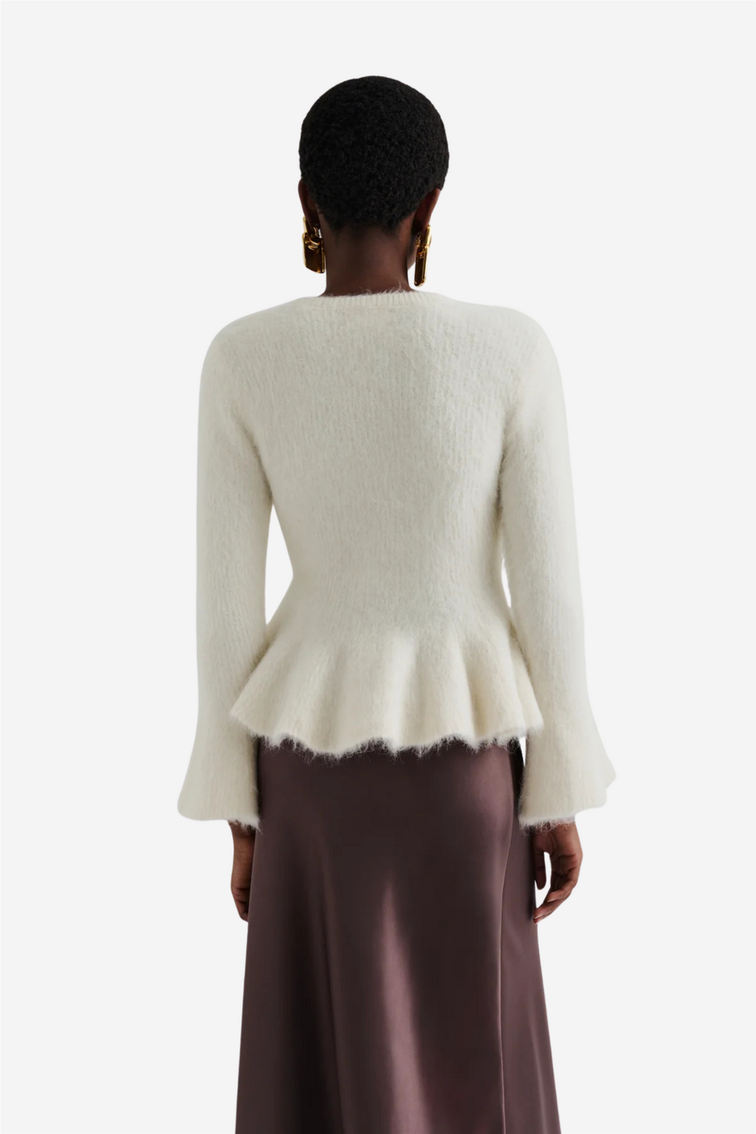 Malina Genser & Cardigan Leandra Alpaca Blend Peplum Top Vanilla