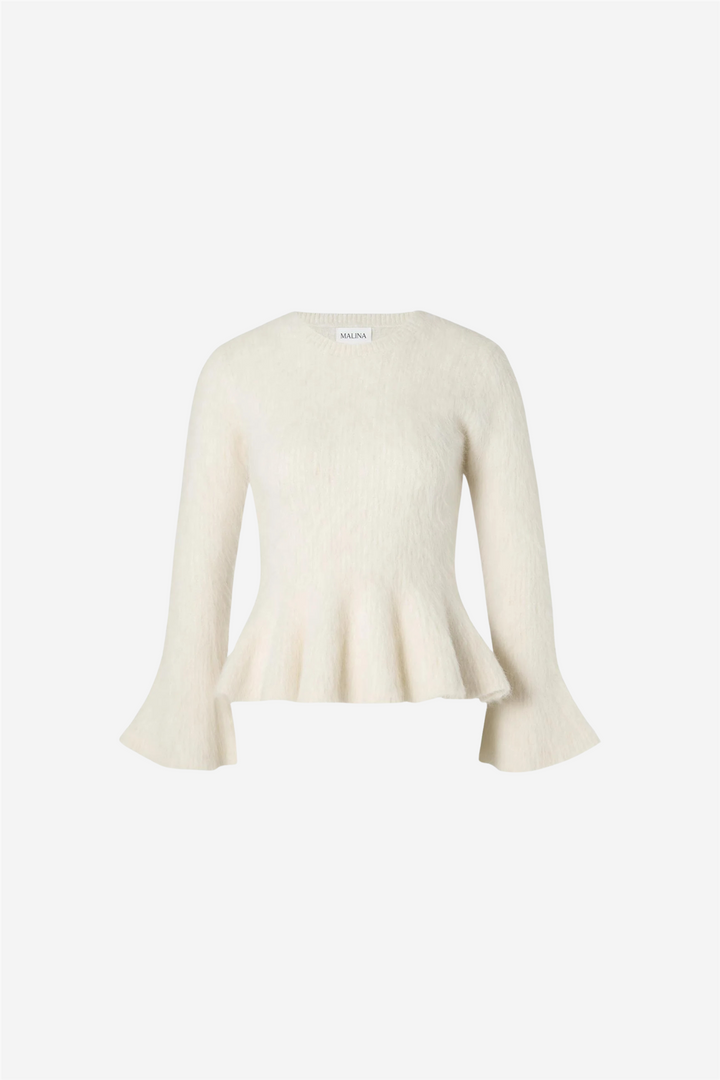 Malina Genser & Cardigan Leandra Alpaca Blend Peplum Top Vanilla