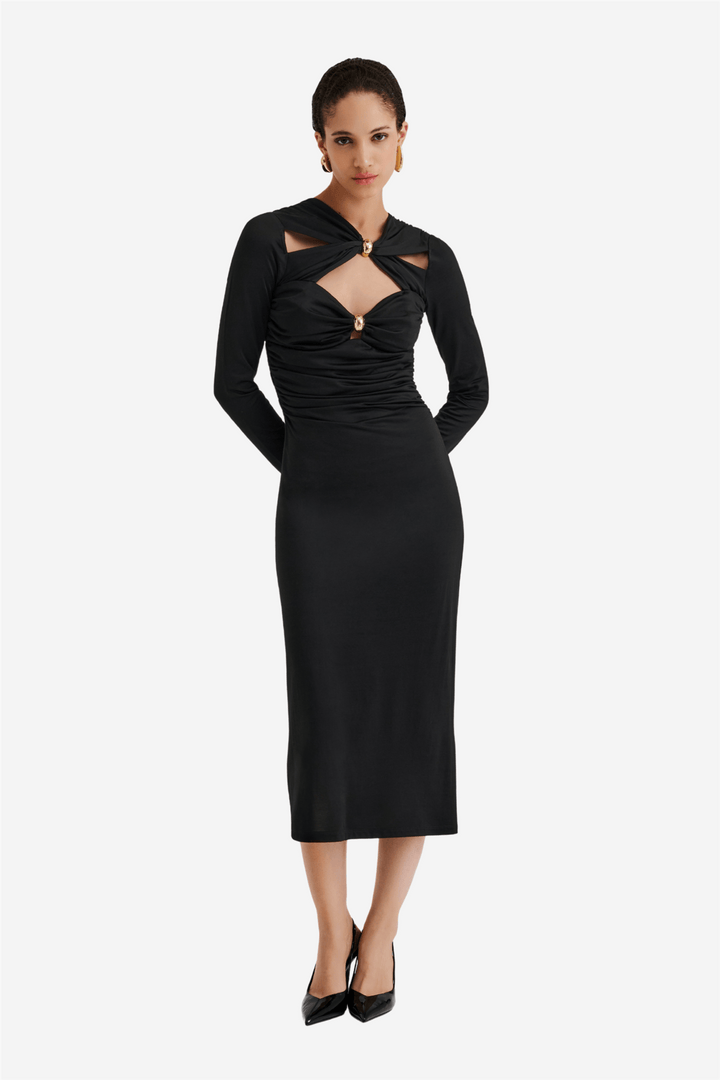 Malina Kjoler & jumpsuits Amela Embellished Jersey Midi Dress Black