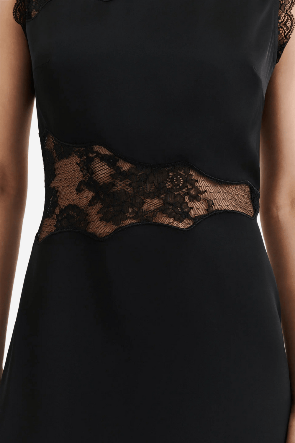 Malina Kjoler & jumpsuits Desire Lace Trimmed Cut Out Midi Dress Black