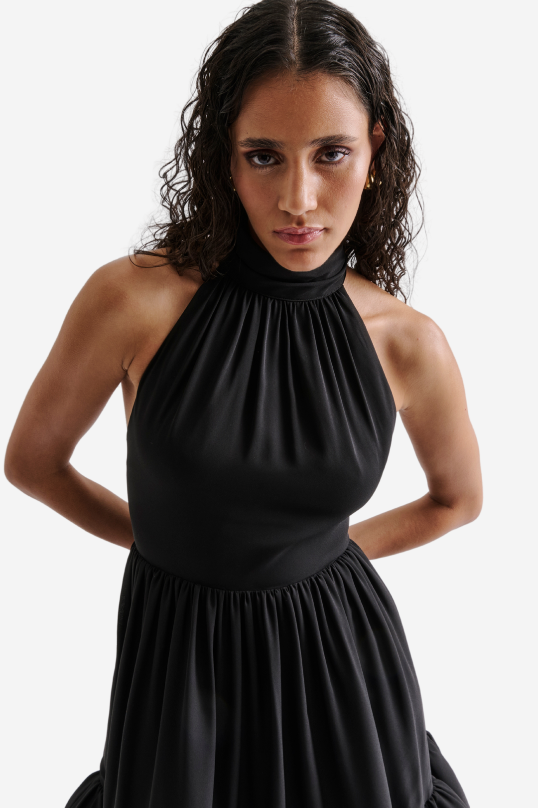 Malina Kjoler & jumpsuits Fern Halterneck Ruffled Mini Dress Black