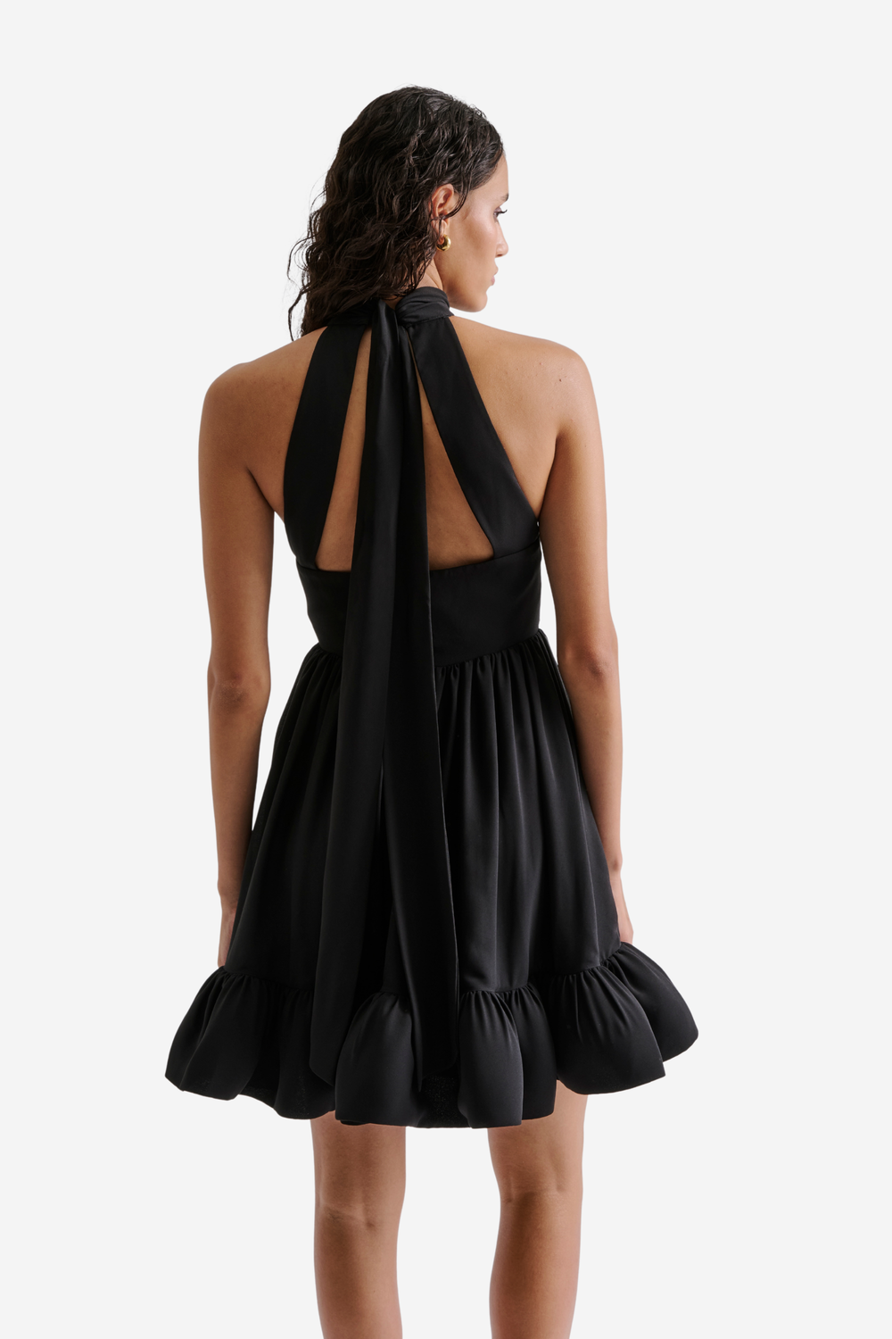 Malina Kjoler & jumpsuits Fern Halterneck Ruffled Mini Dress Black
