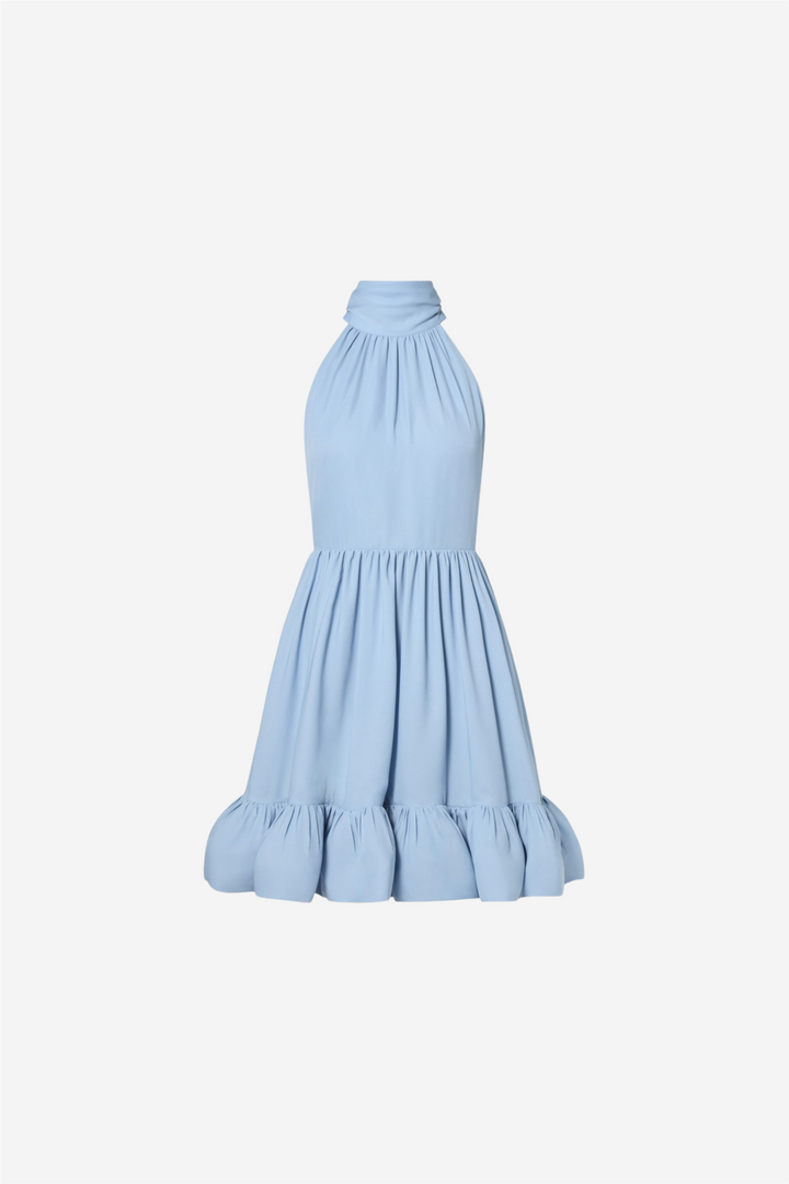 Malina Kjoler & jumpsuits Fern Halterneck Ruffled Mini Dress Sky