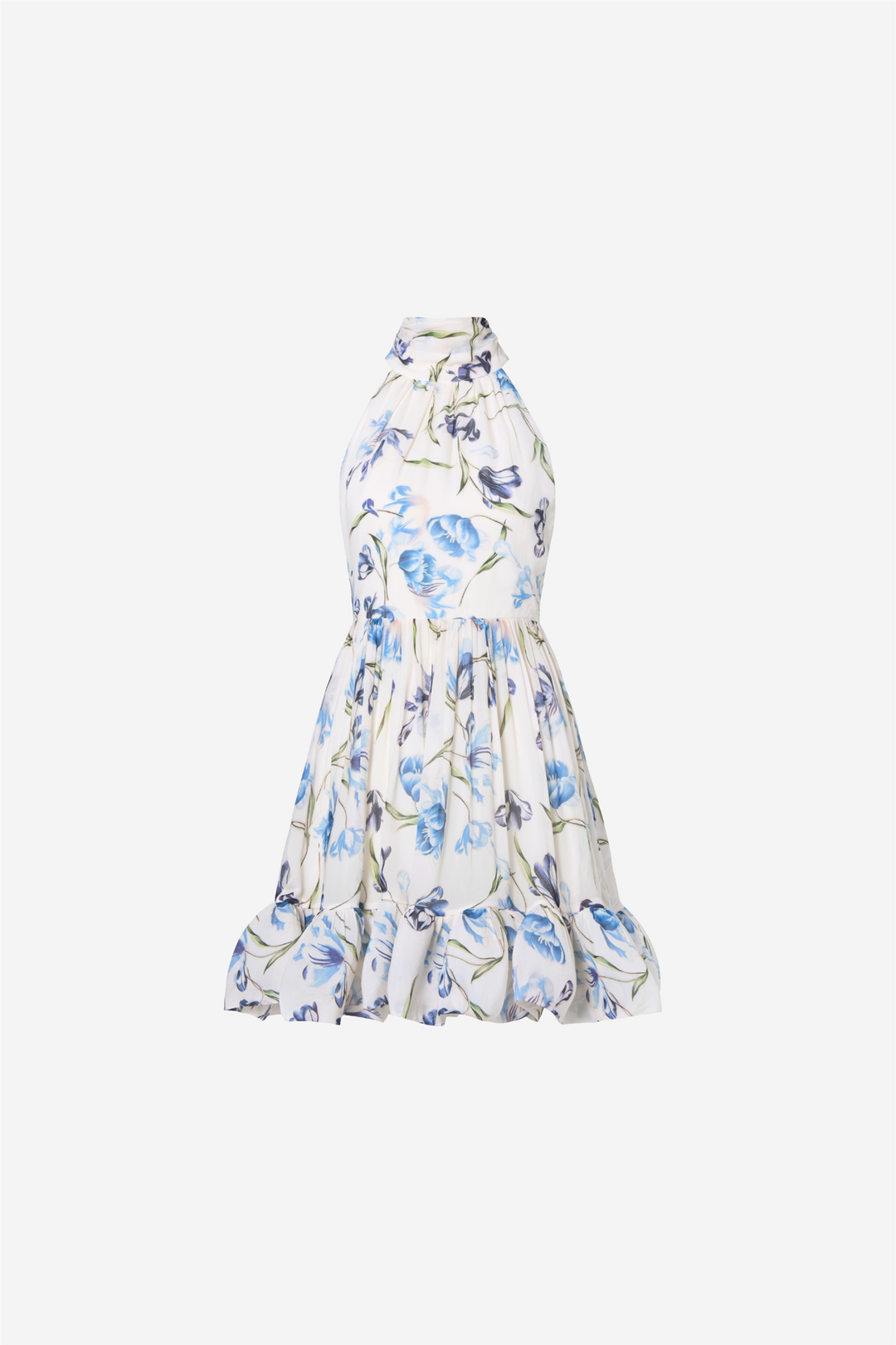 Malina Kjoler & jumpsuits Fern Halterneck Ruffled Mini Dress Tulip Blue