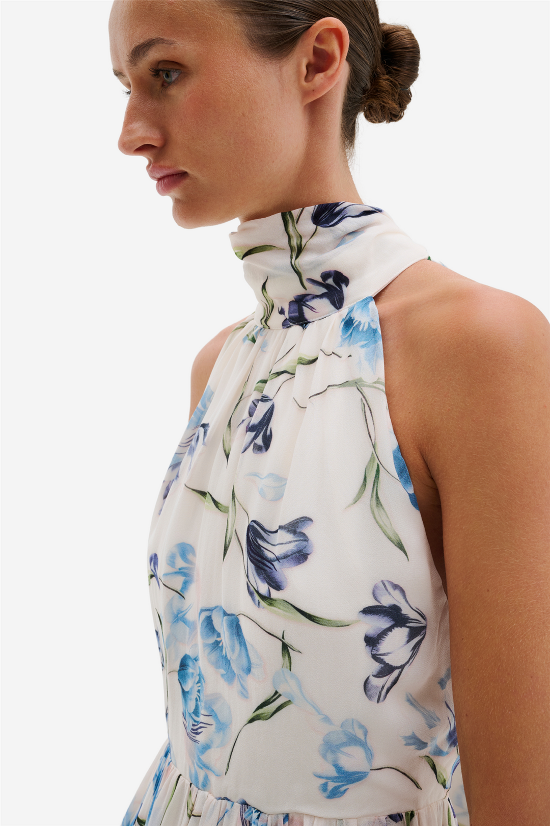 Malina Kjoler & jumpsuits Fern Halterneck Ruffled Mini Dress Tulip Blue