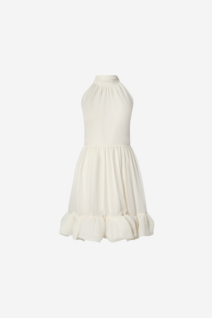 Malina Kjoler & jumpsuits Fern Halterneck Ruffled Mini Dress White