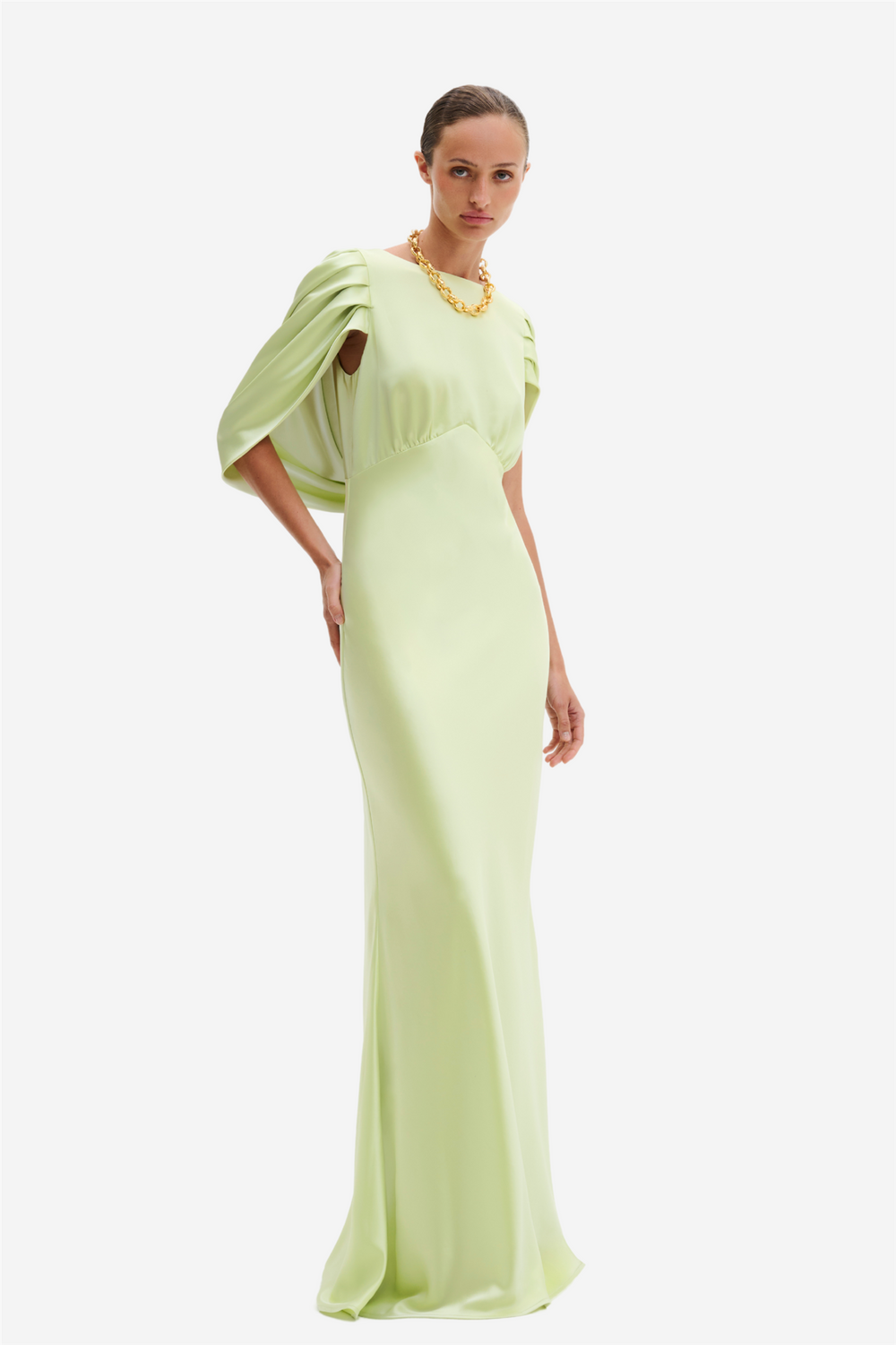 Malina Kjoler & jumpsuits Louise Draped Back Maxi Dress Pistachio
