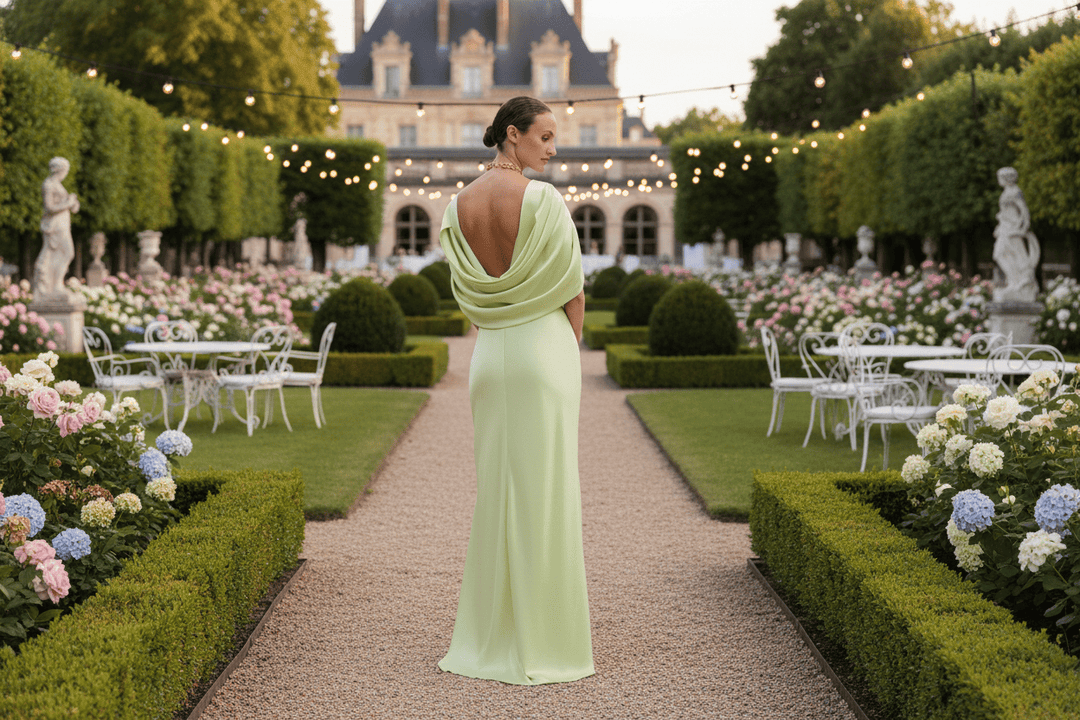 Malina Kjoler & jumpsuits Louise Draped Back Maxi Dress Pistachio