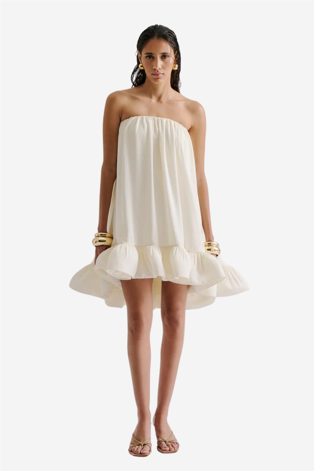 Malina Kjoler & jumpsuits Mikala Strapless Ruffled Mini Dress White