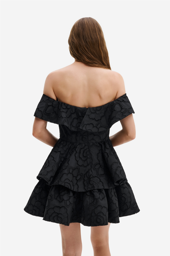 Malina Kjoler & jumpsuits Tracy Off Shoulder Lace Mini Dress Black