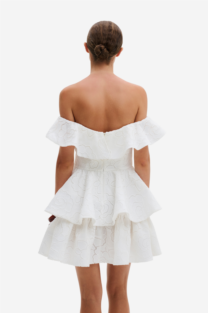 Malina Kjoler & jumpsuits Tracy Off Shoulder Lace Mini Dress White