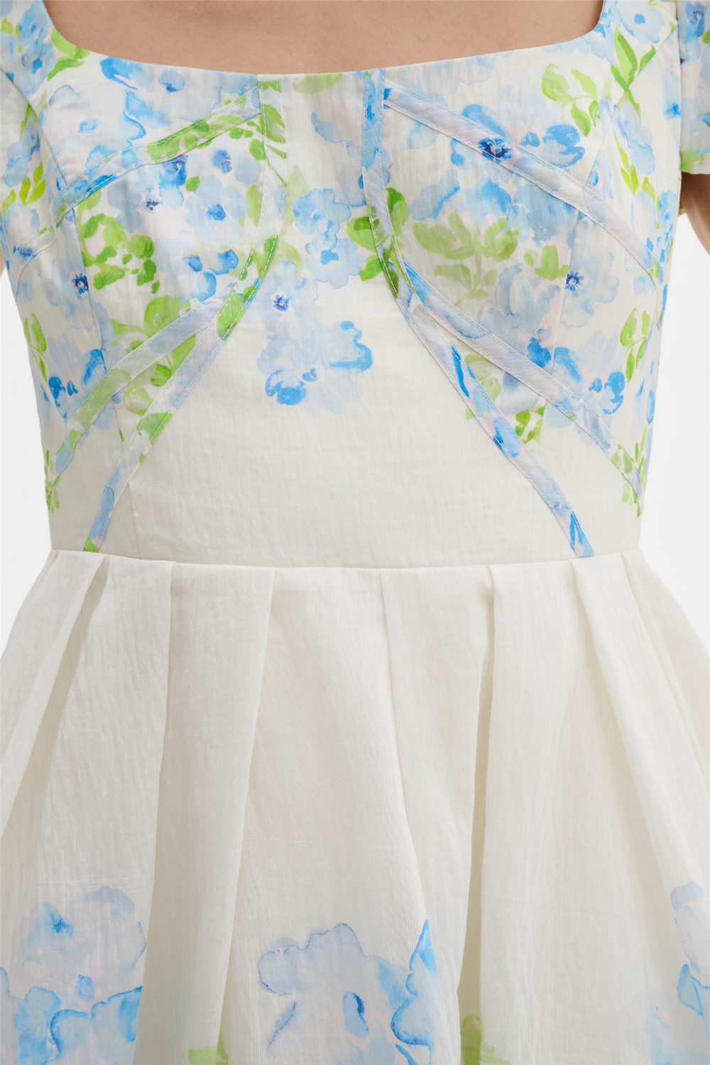 Malina Kjoler & jumpsuits Vanda Pouf Sleeve Mini Dress Pastel Floral Vanilla