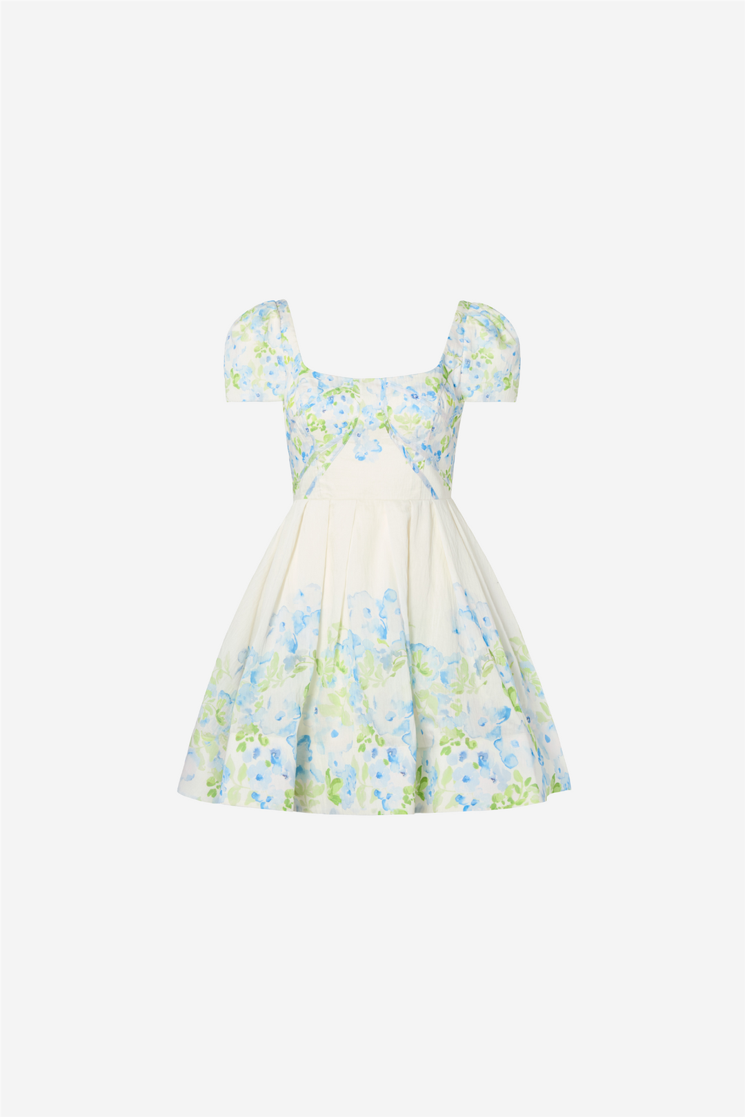 Malina Kjoler & jumpsuits Vanda Pouf Sleeve Mini Dress Pastel Floral Vanilla