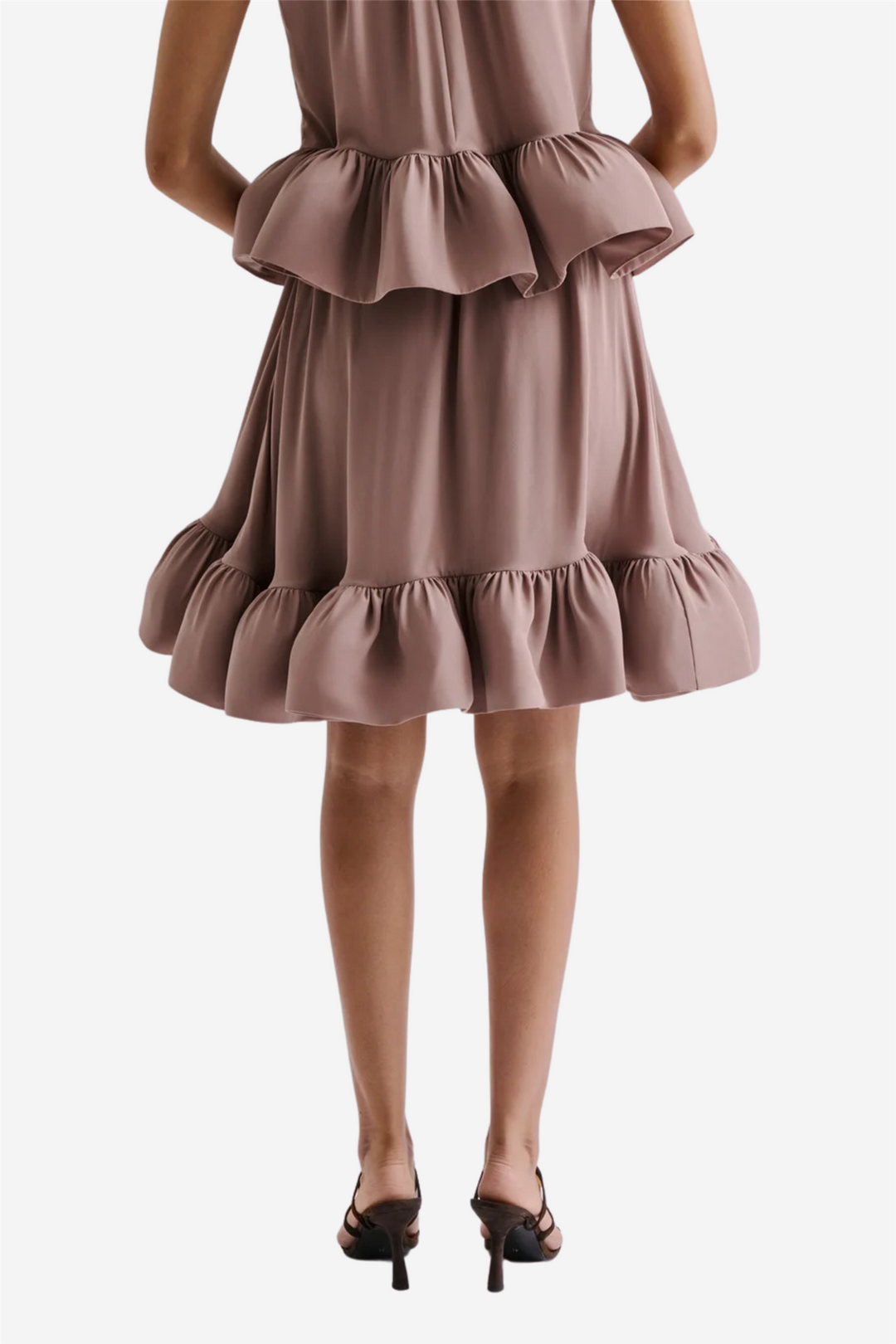 Malina Skjørt Cori Ruffled Hem Mini Skirt Taupe