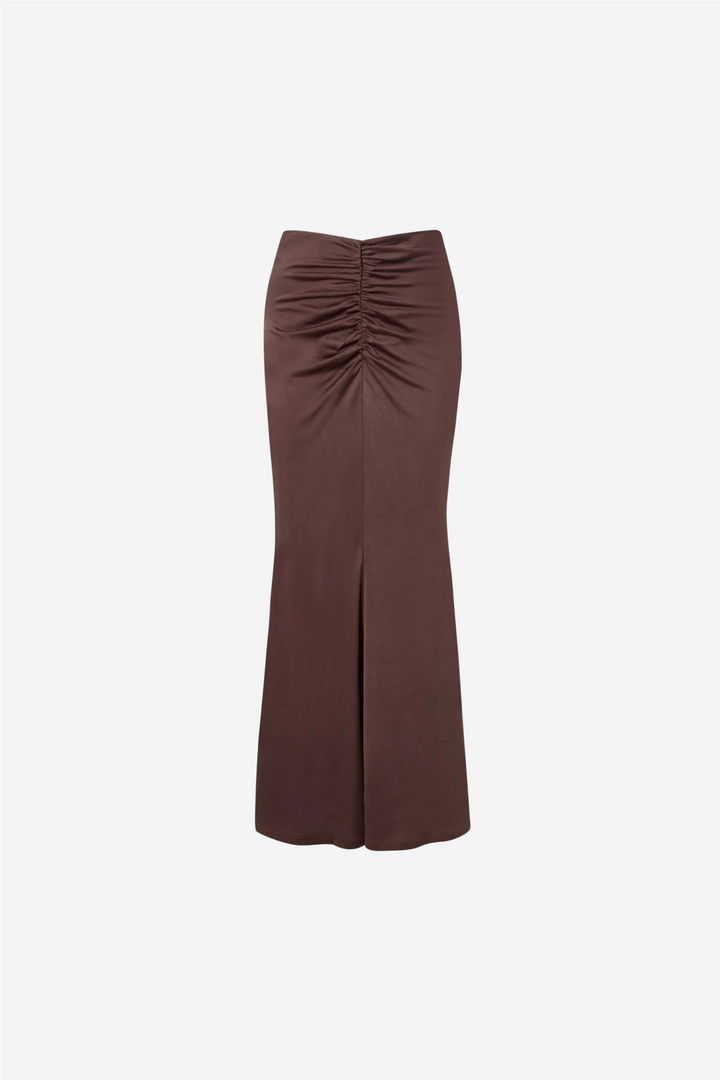 Malina Skjørt Majori Ruched Jersey Maxi Skirt Chocolate