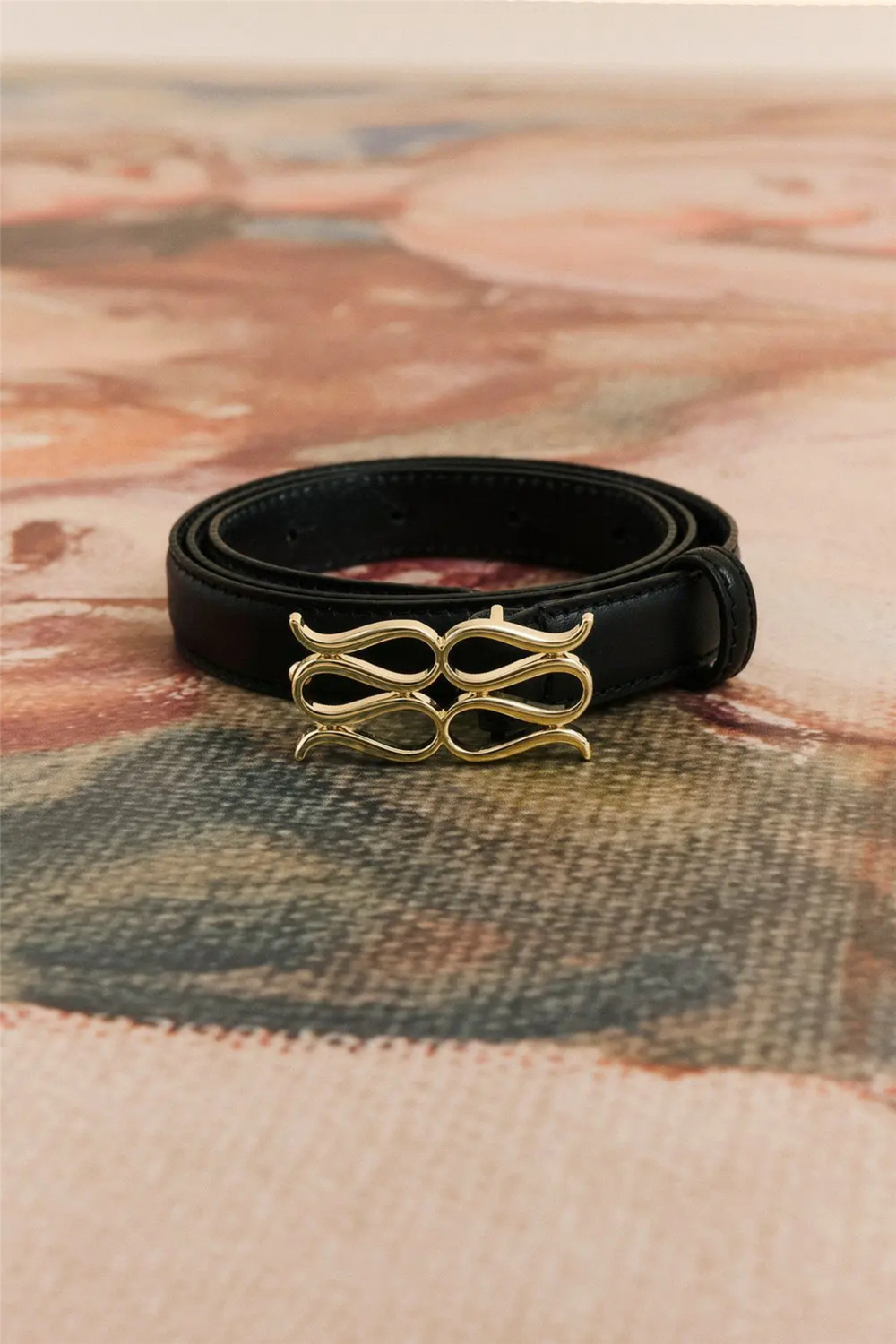 Malina Tilbehør Monogram Leather Belt Black