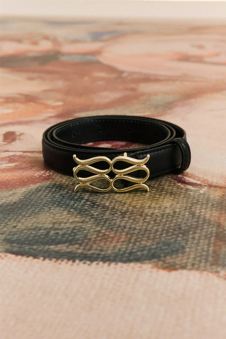 Malina Tilbehør Monogram Leather Belt Black