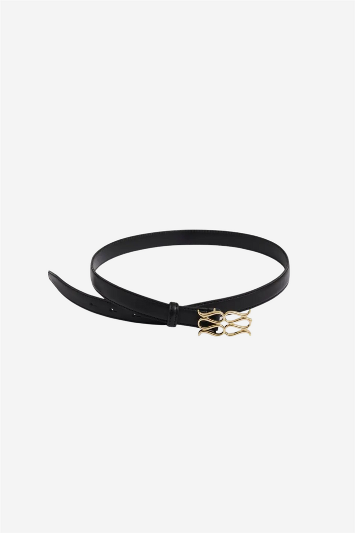 Malina Tilbehør Monogram Leather Belt Black