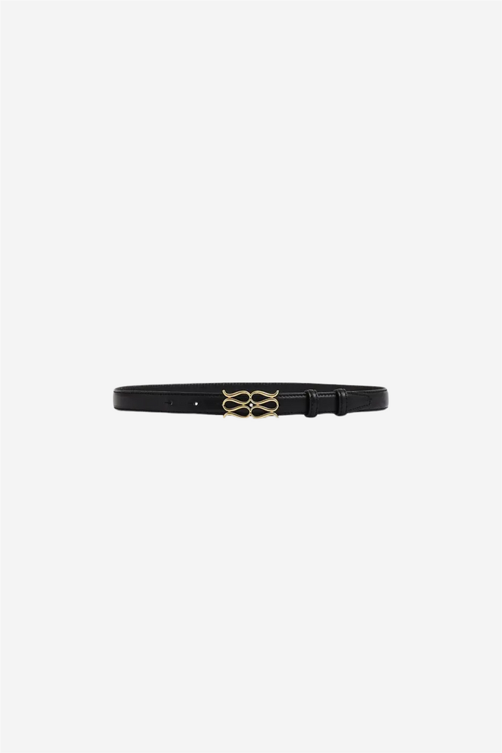 Malina Tilbehør Monogram Leather Belt Black