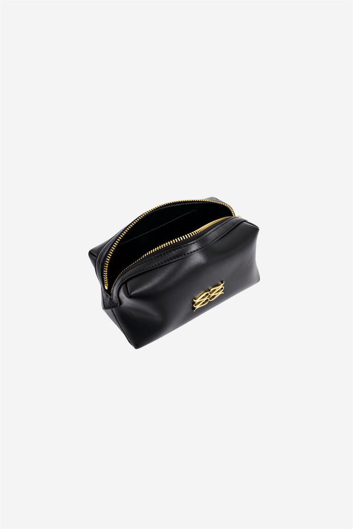 Malina Tilbehør Monogram Leather Toiletry Bag Black