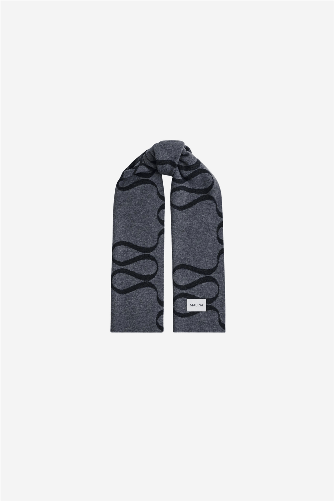 Malina Tilbehør Monogram Wool Blend Scarf Grey