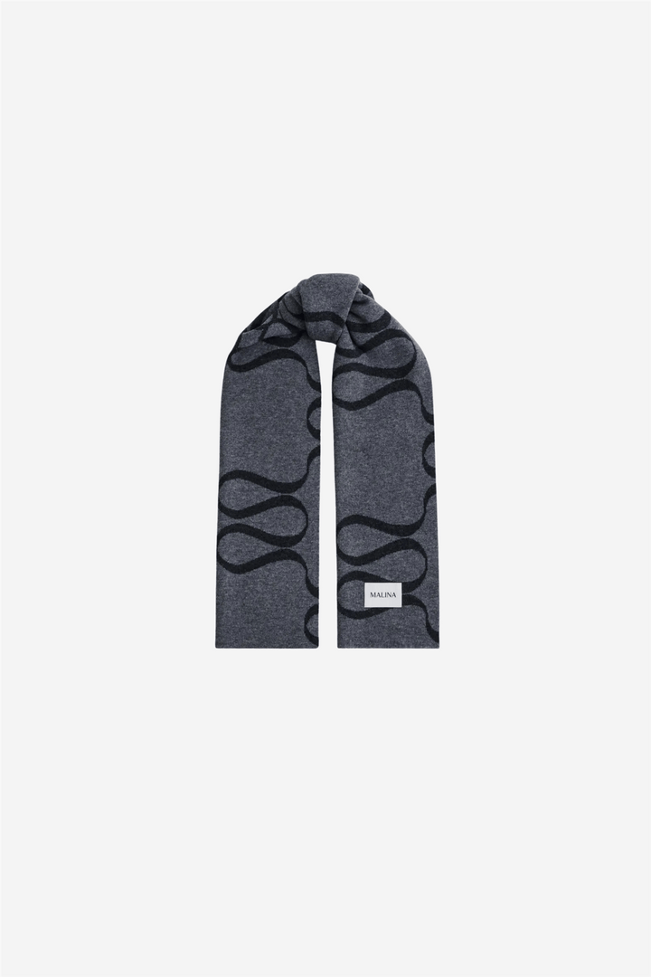 Malina Tilbehør Monogram Wool Blend Scarf Grey