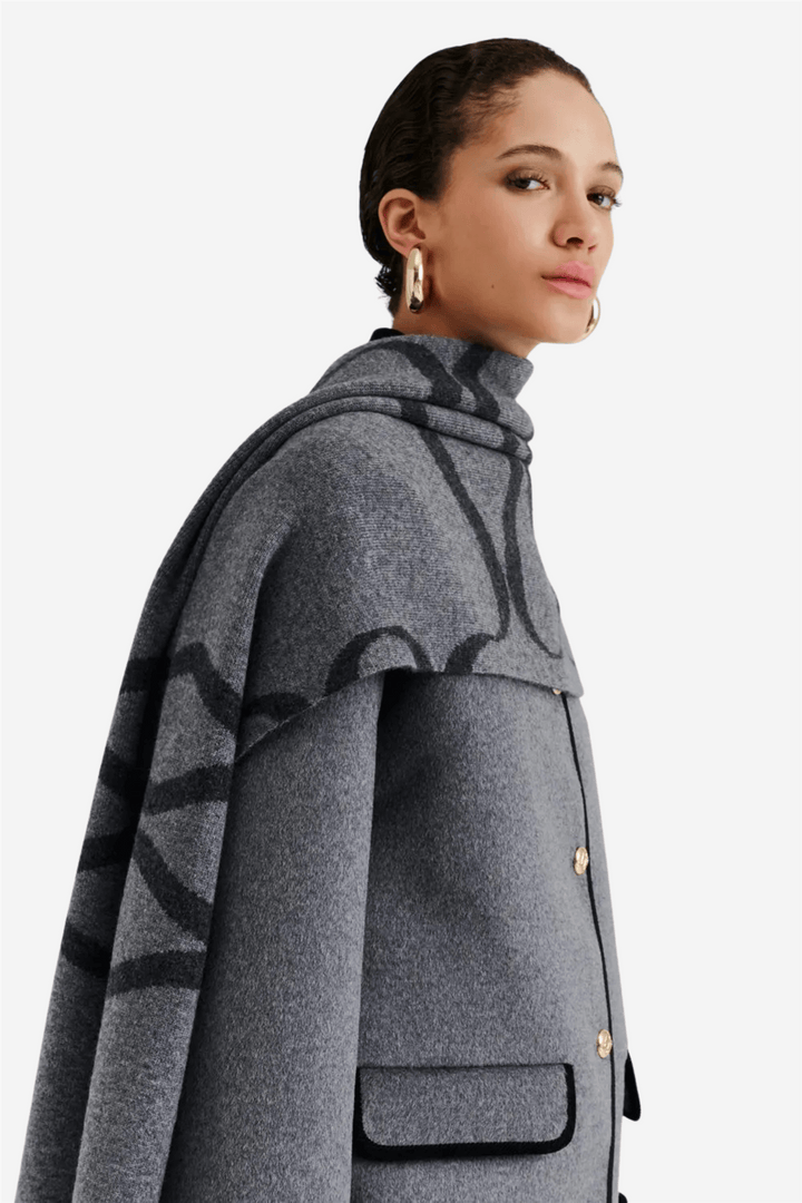 Malina Tilbehør Monogram Wool Blend Scarf Grey