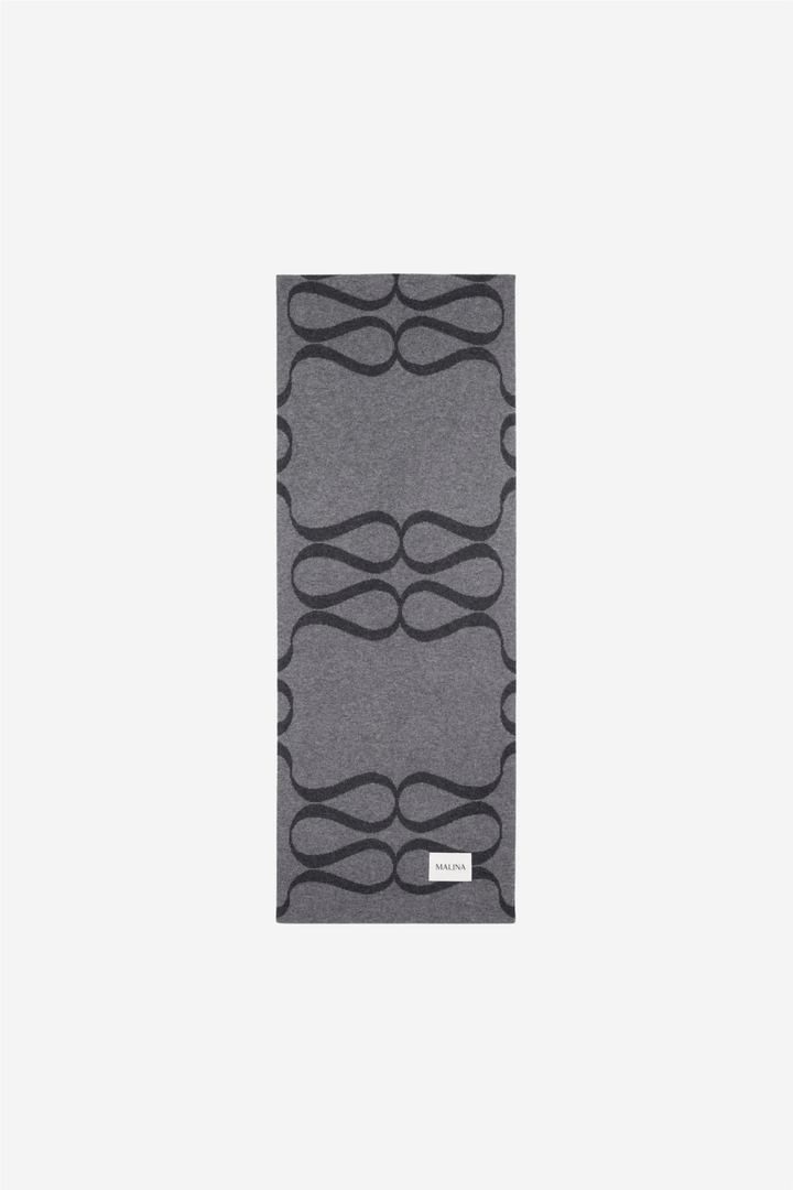 Malina Tilbehør Monogram Wool Blend Scarf Grey