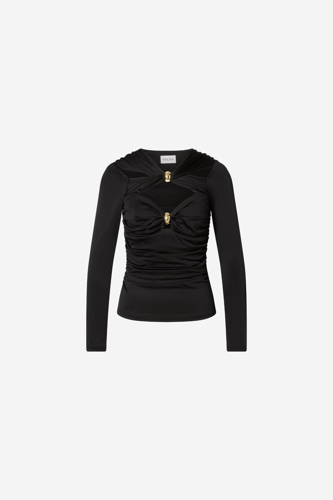 Malina Topper & t-skjorter Amela Embellished Long Sleeve Jersey Top Black