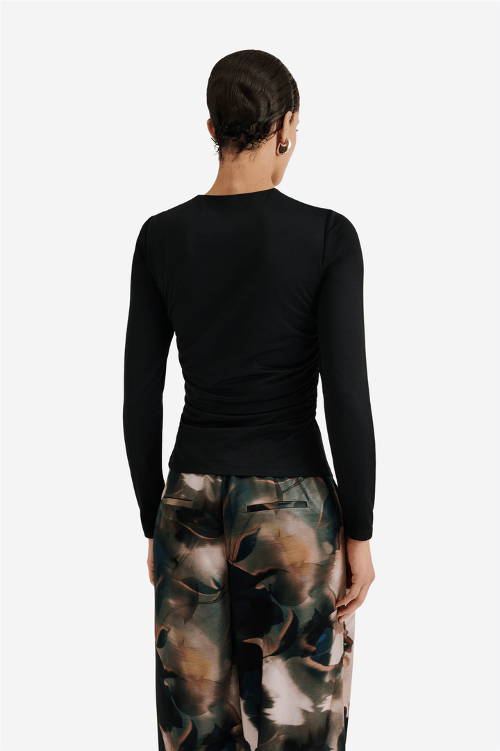 Malina Topper & t-skjorter Amela Embellished Long Sleeve Jersey Top Black