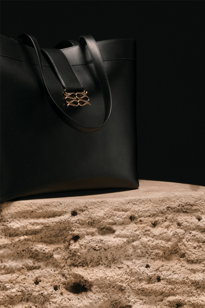 Malina Vesker Monogram Grand Leather Tote Black