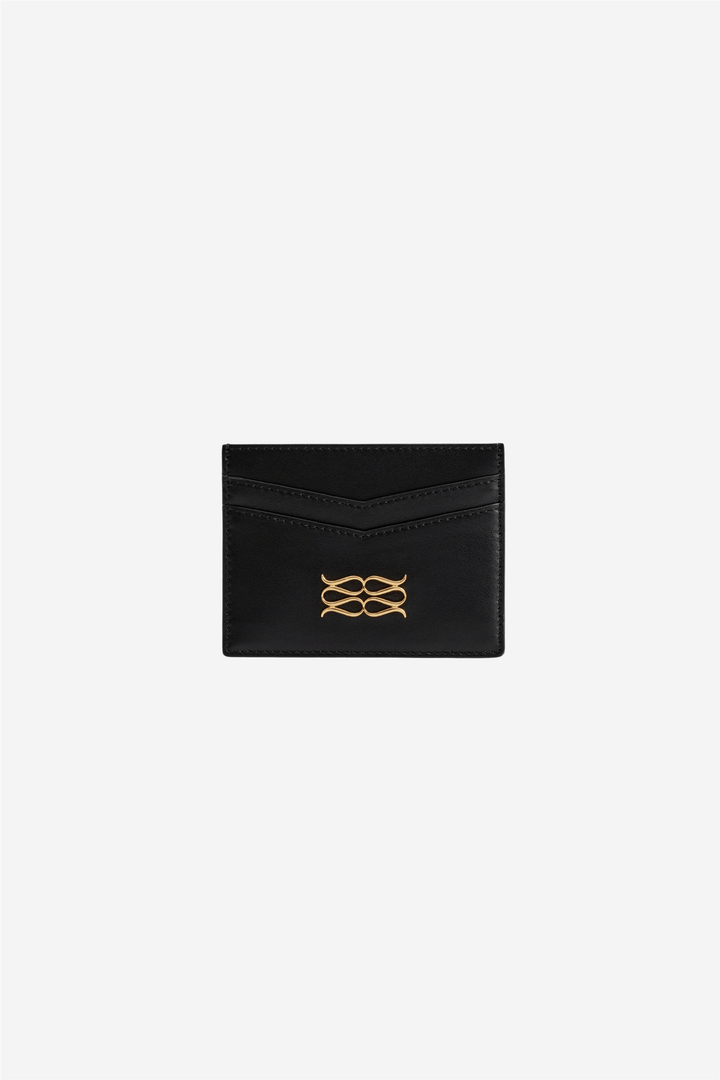 Malina Vesker Monogram Leather Card Holder Black